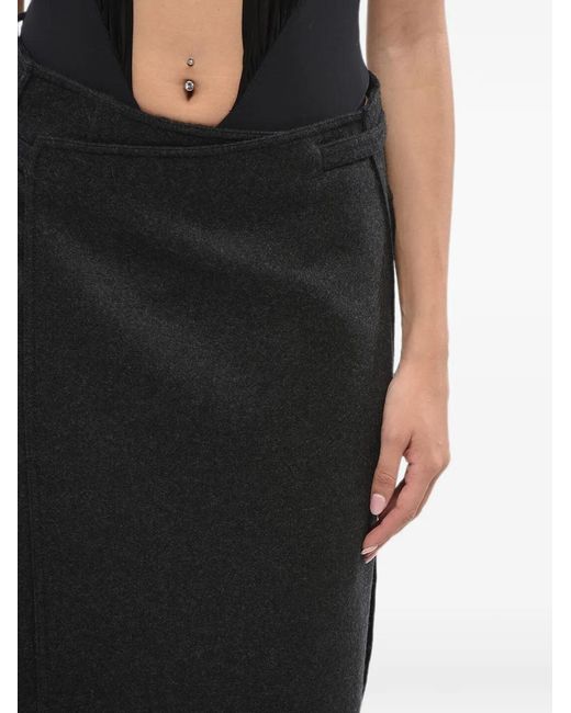 Gucci Black Patch-Pocket Wrap Midi Skirt