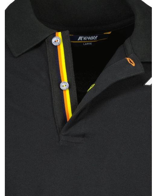 K-Way Black Two-Button Pique Polo Shirt for men