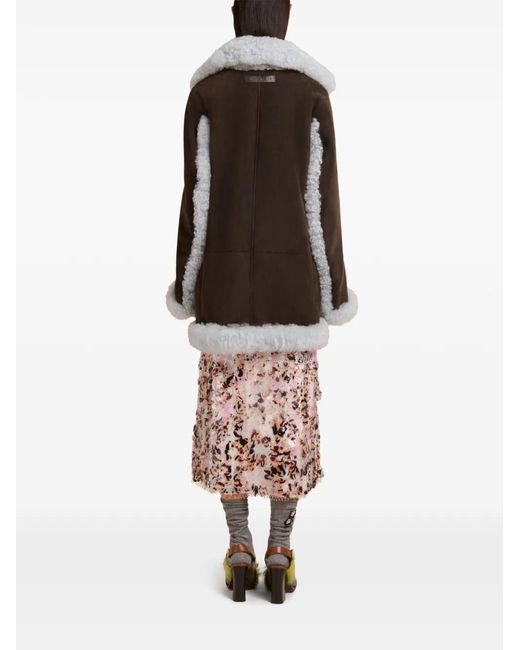 Marni Gray Logo-Patch Pocket Leather Jacket