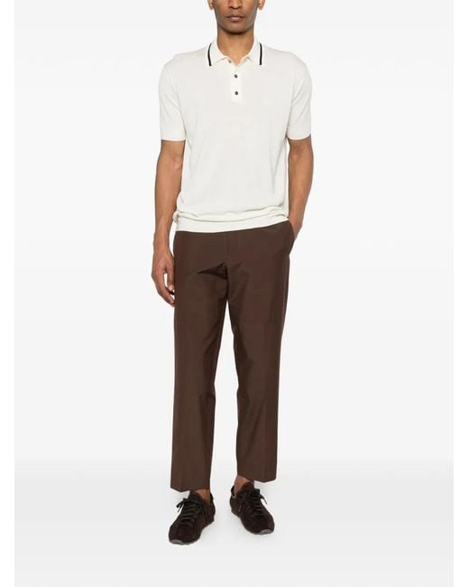 Grayed White Button-Up Polo Shirt for men