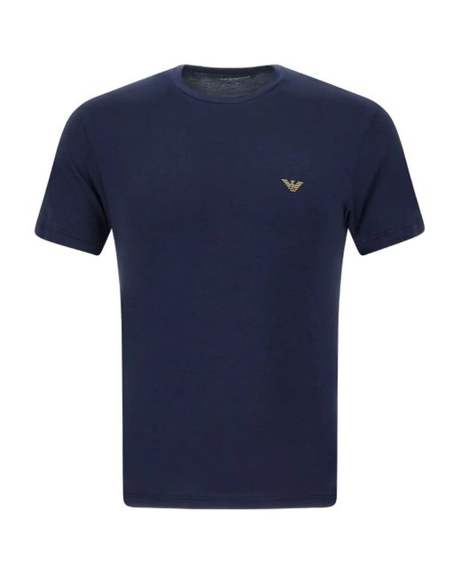 Emporio Armani Blue Logo-Patch T-Shirts (Pack Of Two) for men