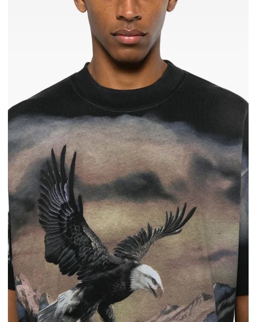 Represent T-Shirt Met Grafische Adelaarprint in het Black voor heren