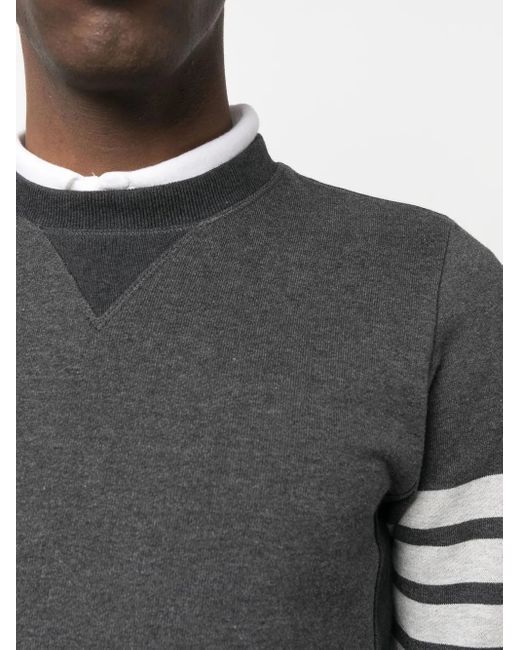 Thom Browne Gray Logo-Patch Cotton Sweatshirt for men
