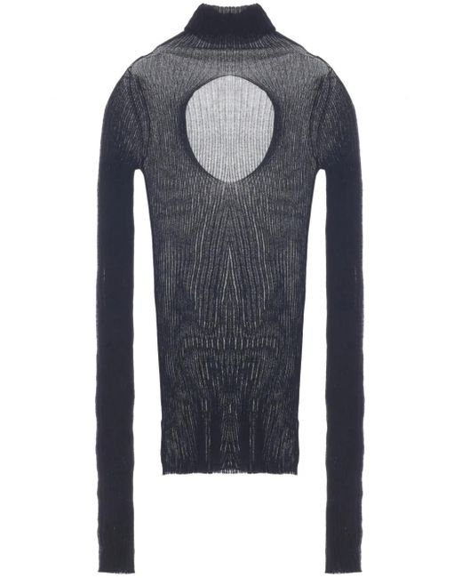 Pull En Maille Nervurée À Col Montant Quira en coloris Blue