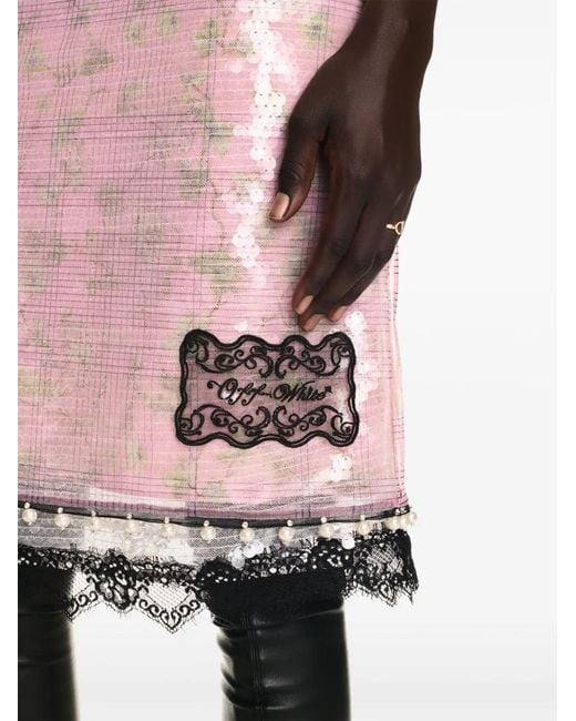 Off-White c/o Virgil Abloh Pink Ramage Sequined Midi Skirt