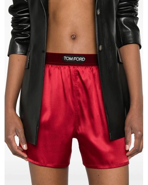 Tom Ford Red Logo-Waistband Shorts