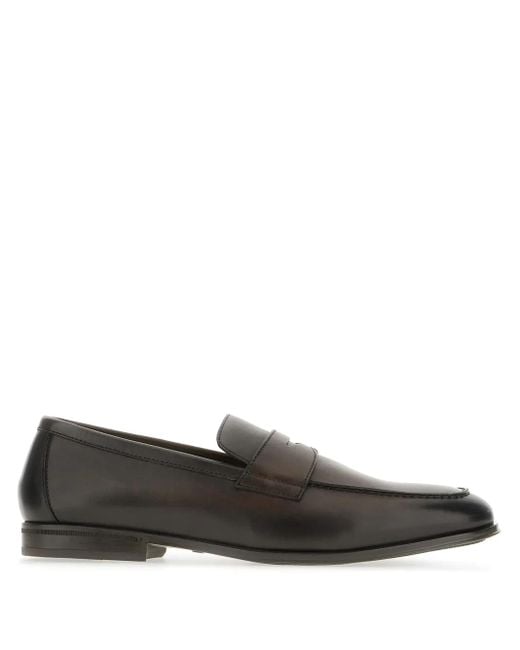 Doucal's Gray Leather Loafers for men