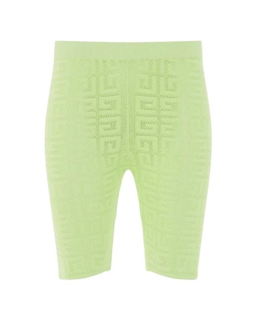Givenchy Green 4G-Pattern Ribbed Shorts