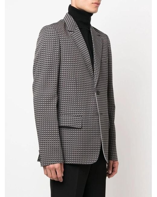 Valentino Garavani Black Geometric-Pattern Print Blazer for men