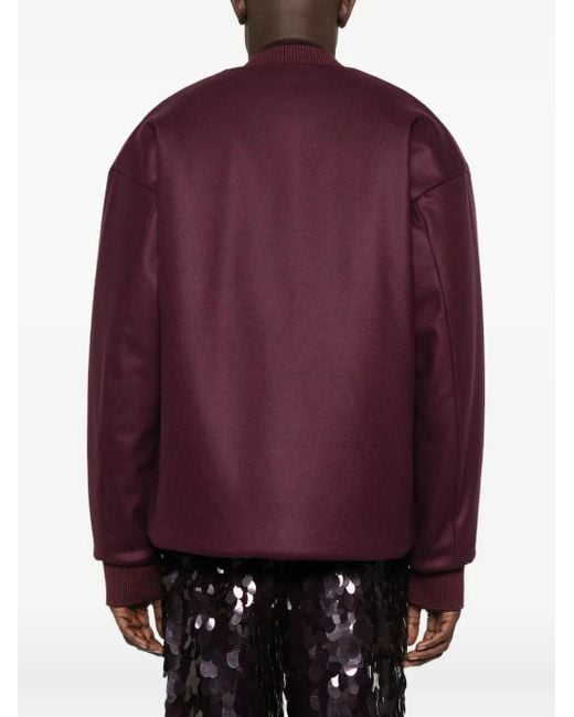 Jil Sander Purple Zip-Up Wool Bomber Jacket for men