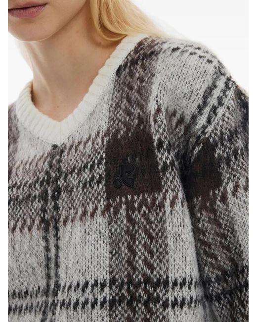 Rest&Recreation Gray Check-Pattern Hairy Sweater