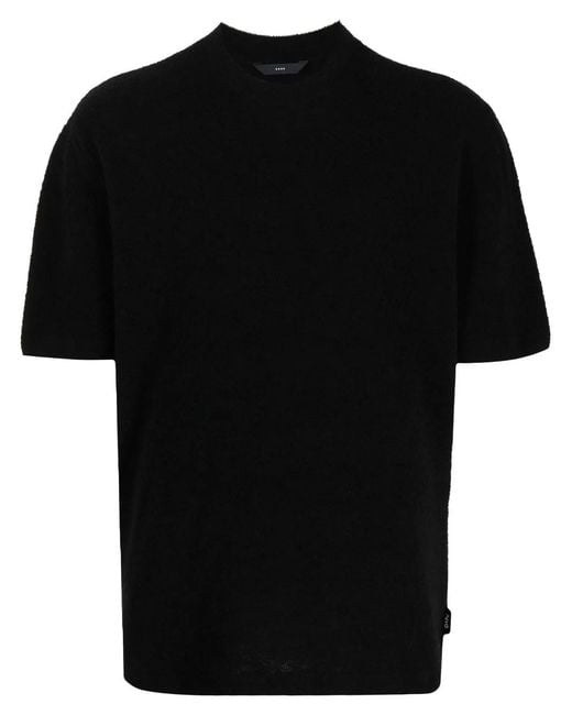 Hevò Black Knitted Crew-Neck T-Shirt for men