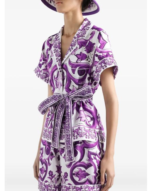 Dolce & Gabbana Purple Hemd Aus Seide