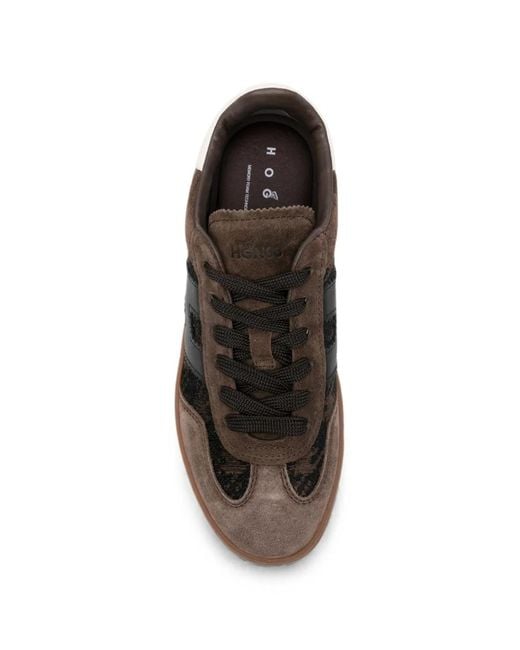 Hogan Brown Houndstooth-Pattern Sneakers