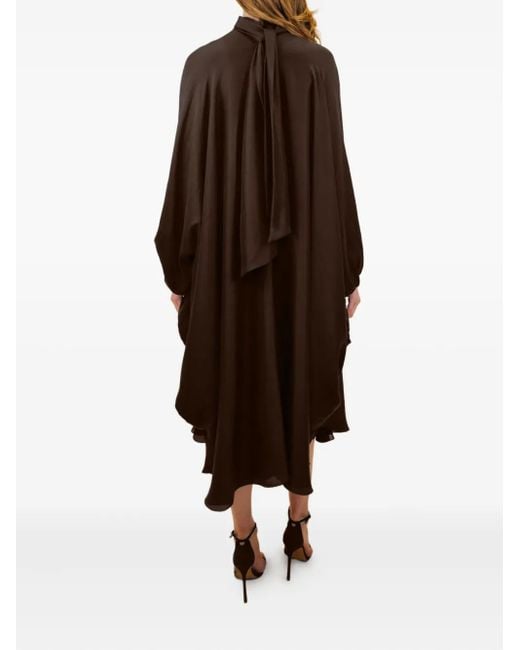 Azeeza Brown Emlyn Bow-Neck Midi Dress