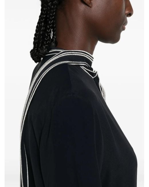 Fabiana Filippi Blue Striped-Trim Long-Sleeve Shirt