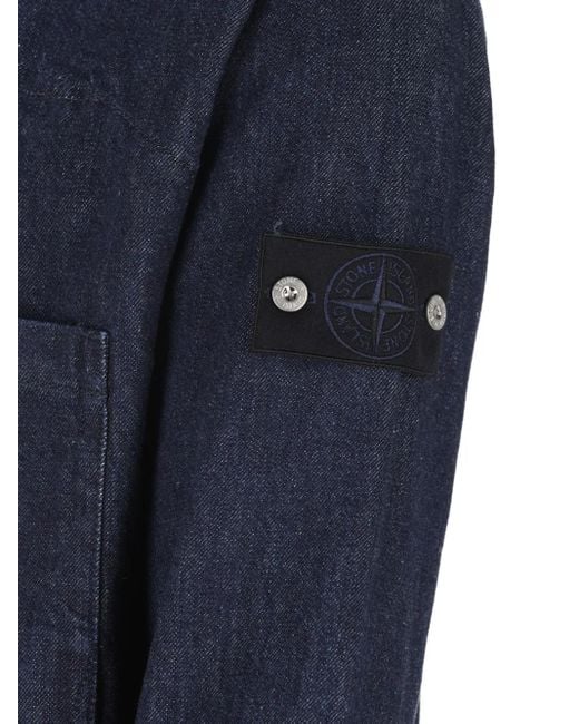 Stone Island Blue Denim Shirt for men