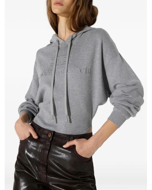 Elisabetta Franchi Gray Hooded Bodysuit