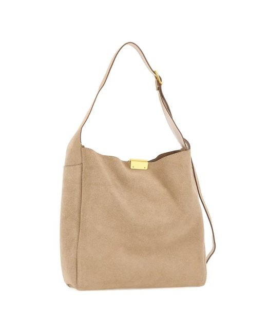 Gianni Chiarini Natural Medium Luz Suede Shoulder Bag