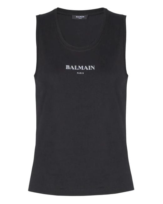 Balmain Black Oberteil Mit Logo-Print
