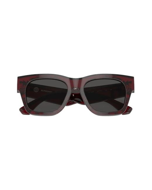 Burberry Gray Checkered Wayfarer-Frame Sunglasses