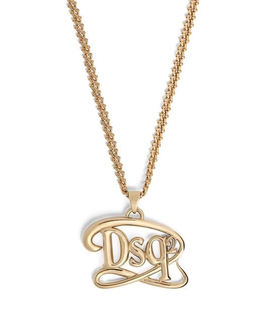DSquared² Metallic Dsq2 Logo-Pendant Chain Necklace for men