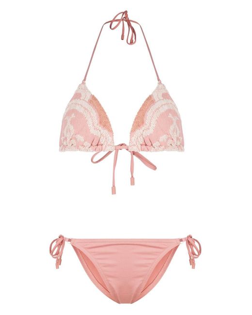 Zimmermann Jeannie Mini-triangle Towel Bikini in Pink | Lyst UK