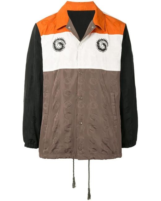Undercover Brown Colour-Block Logo-Print Jacket for men