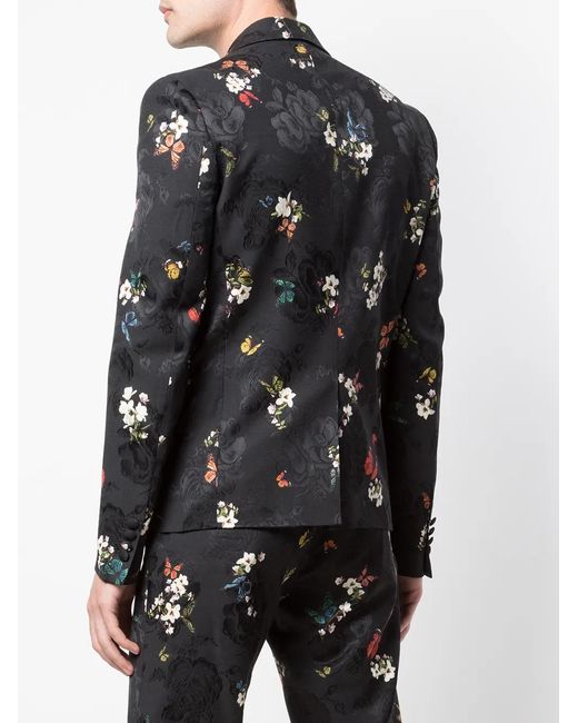 Amiri Black Floral Embroidered Printed Blazer for men