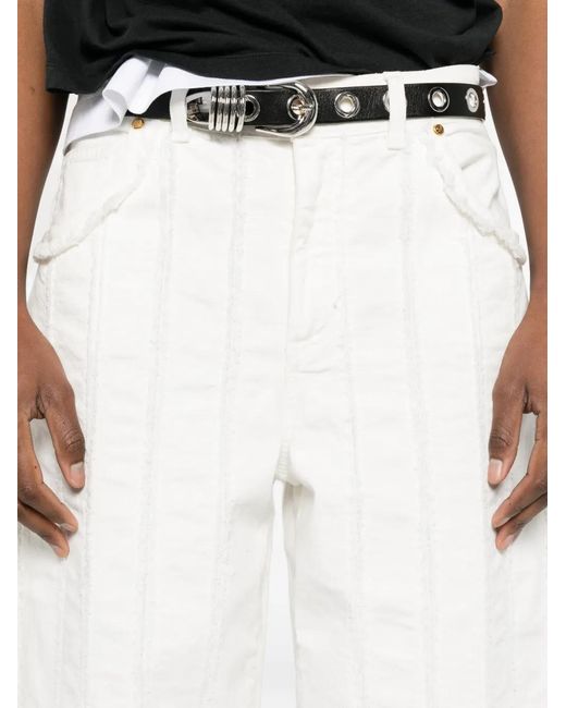 Blumarine White Fringed Jeans