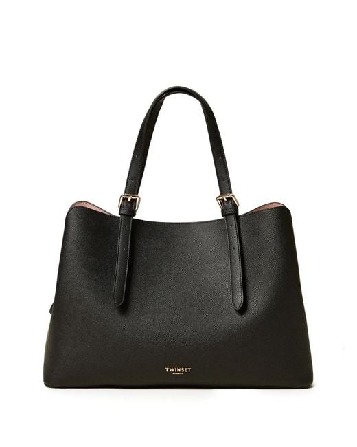 Twinset Black Tote Bag With Buckles