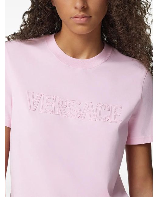 Versace ロゴエンブロイダリー フリンジ Tシャツ Pink
