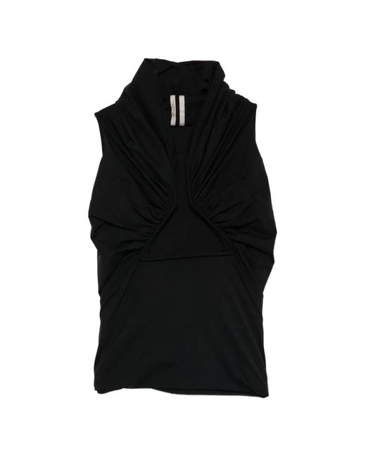 Rick Owens Black Draped Jersey Top