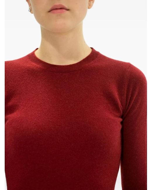 LA ROSE Red Three-Quarter-Sleeve Cashmere Sweater
