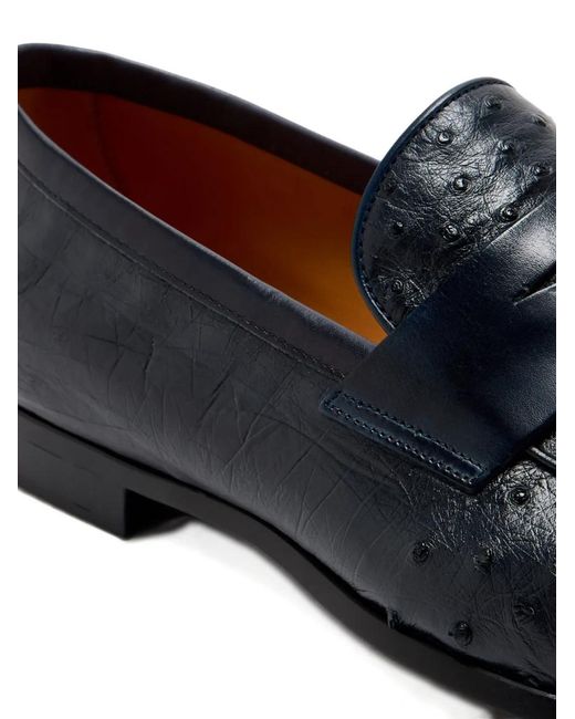 Magnanni Shoes Blue Leather Penny Loafers for men