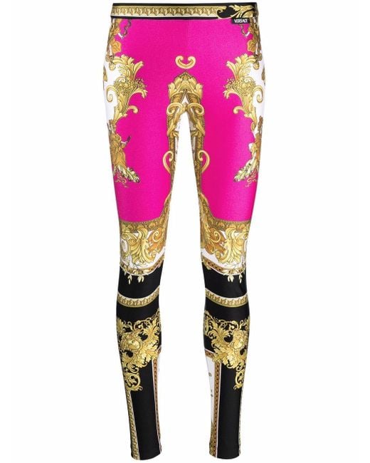 Versace Medusa Renaissance-print leggings in Pink