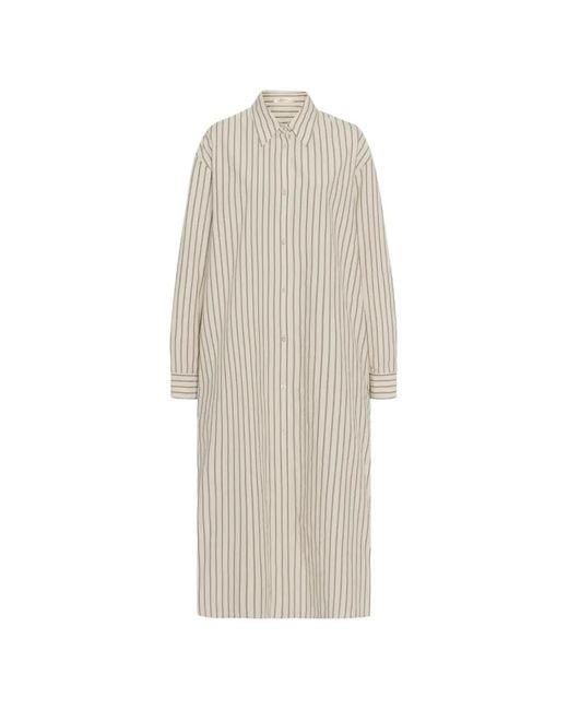The Row White Chihiro Striped Shirt Dress