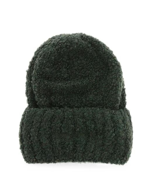 POLAR SKATE Green Embroidered-Logo Bouclé Beanie Hat for men