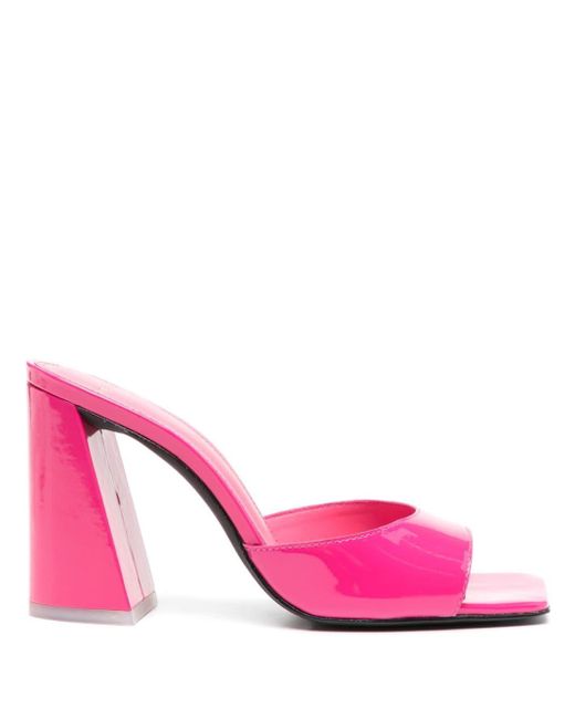 Black Suede Studio Pink Daisy 90mm Patent-leather Mules