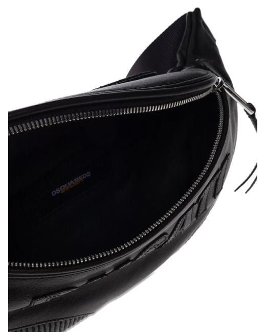 DSquared² Black X Ducati Embossed Zip Belt Bag for men
