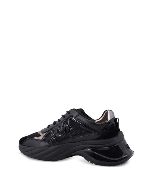 Pinko Black Love Birds Logo Sneakers