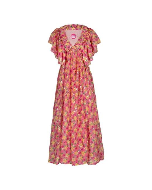 Celiab Red Vega Floral Maxi Dress