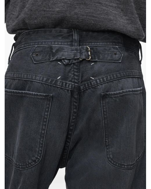 Maison Margiela Blue Frayed Cropped Trousers for men