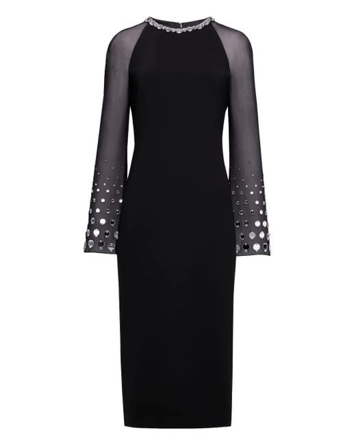 Jenny Packham Black Eurabia Midikleid Mit Netzärmeln
