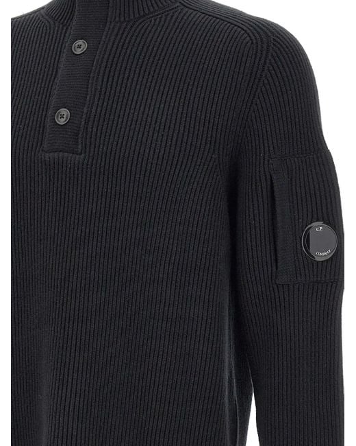 C P Company Gerippter Pullover Mit Linsentasche in Blue für Herren