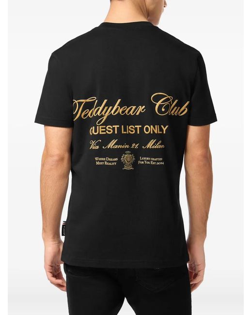 Philipp Plein Black Round Neck T-Shirt Teddy Beach for men