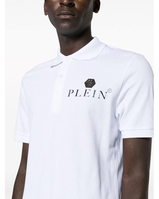 Philipp Plein White Iconic Piqué Cotton Polo Shirt for men