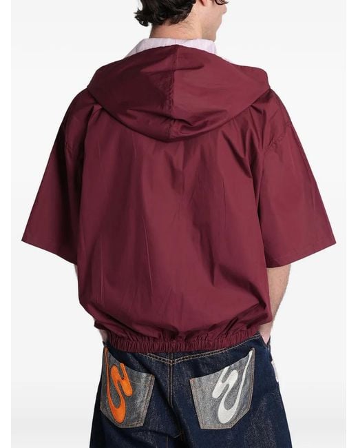 PDF Red Hooded Short-Sleeve Shirt for men
