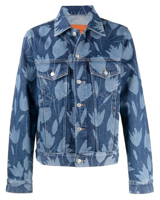 Sandro Blue Tulip-print Denim Jacket for men