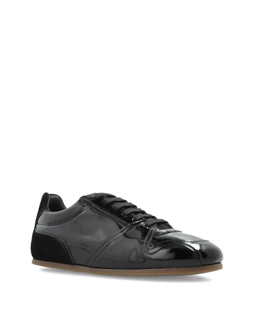 Moschino Black Patent-Leather Low-Top Sneakers